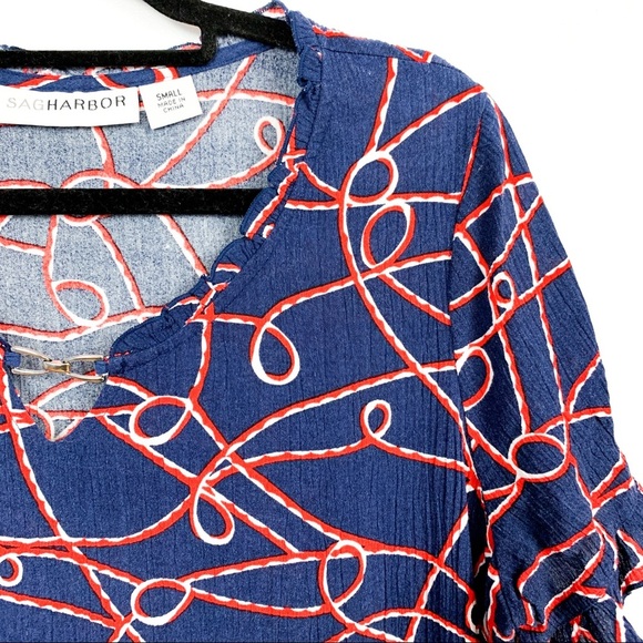 Sag Harbor Blue & Red Short Sleeve Blouse - Picture 5 of 9